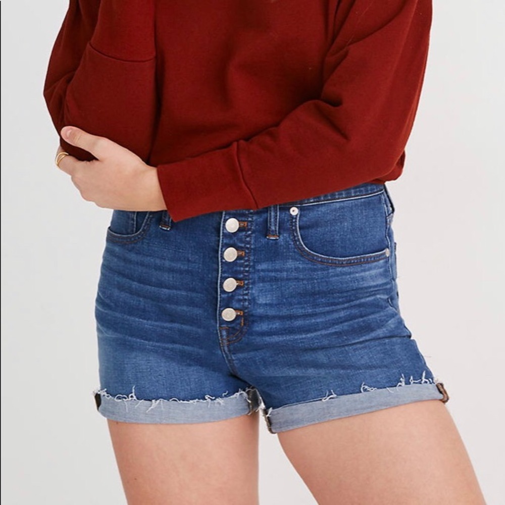 Madewell, denim high waist button up shorts